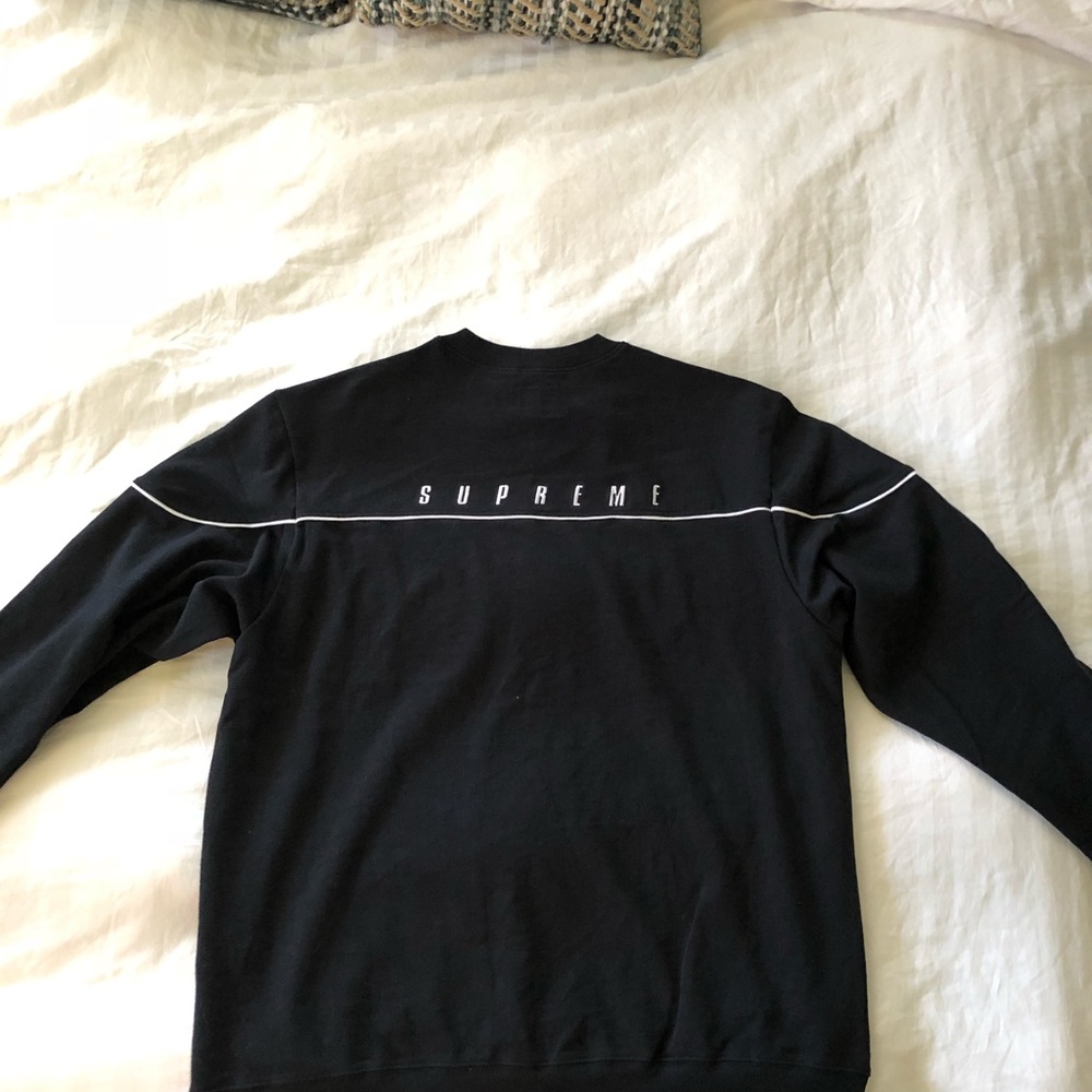 Supreme black long sleeve yoke pipping t shirt